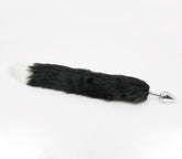 Love In Leather Faux Fur Fox Tail Butt Plug Medium - Black - Butt Plugs